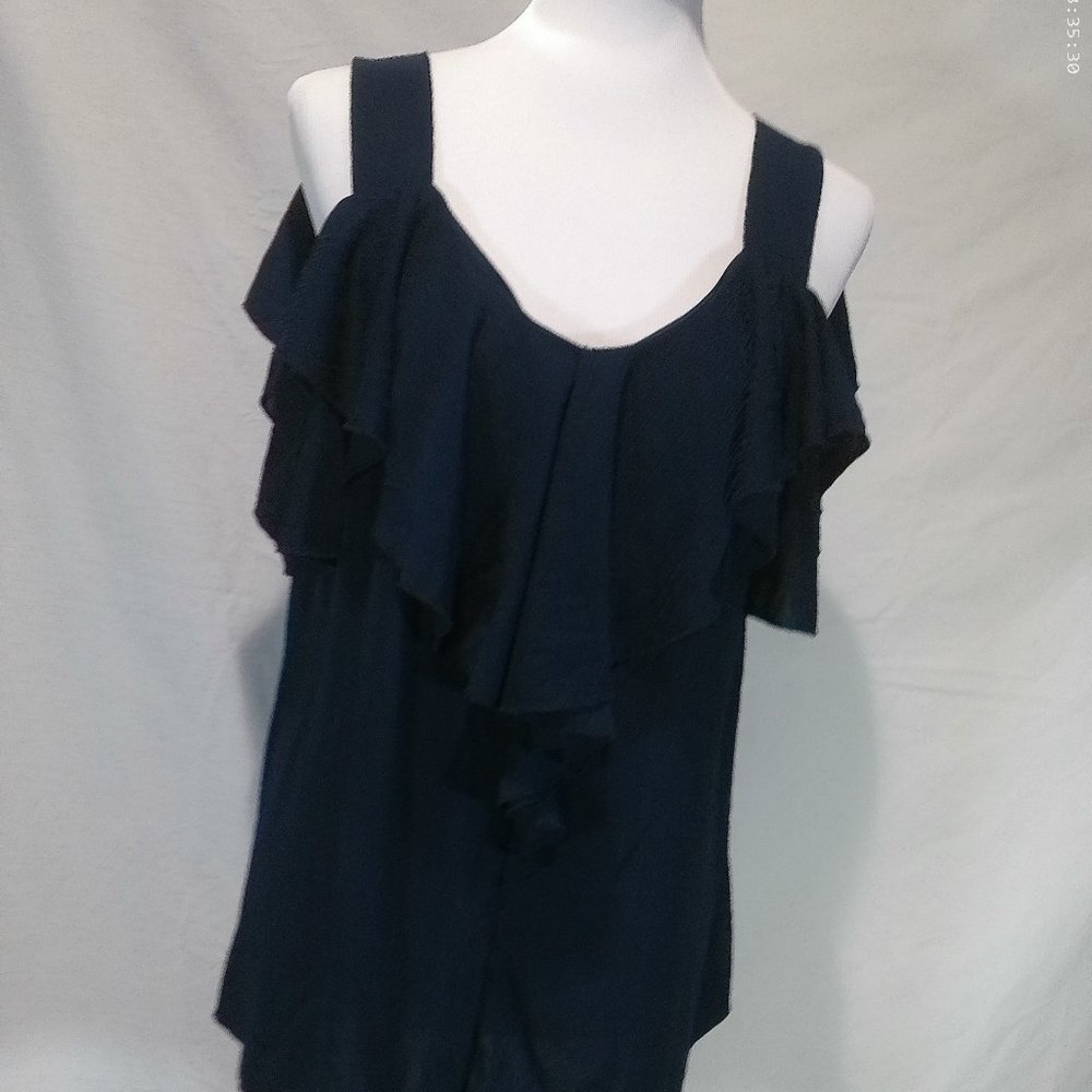 Siren Lily  Dark Blue top summer top - open shoulder peek-a-boo shoulder style
